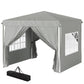 10' x 10' Pop-Up Canopy Tent with Sidewalls, Height-Adjustable, Carry Bag Included, for Outdoor, Garden, Patio, Light Grey