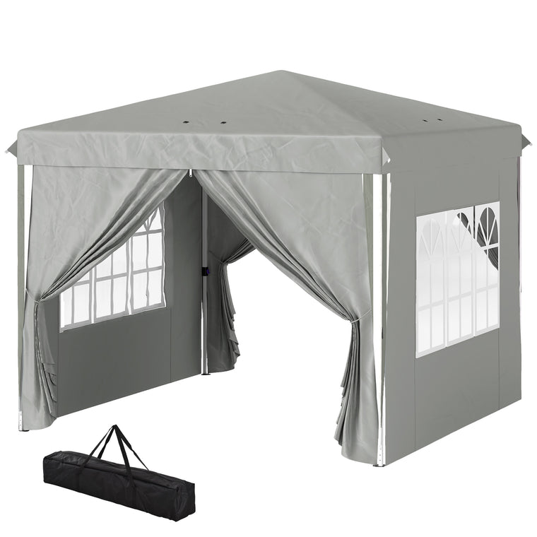 10' x 10' Light Grey Height-Adjustable Canopy with Sidewalls