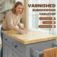 Kitchen Island with Storage, Rolling Trolley Cart with Rubber Wood Top, Spice Rack, Towel Rack, 2 Locking Brakes, Grey
