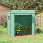 Walk-in Tomato Greenhouse Lean-to Green House with Reinforced PE Cover, Roll-up Door, Mesh Windows, Green