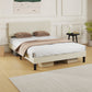 Queen Size Bed Frame with Adjustable Upholstered Headboard Platform Bed Frame Wood Slat Support Noise Free Light Grey