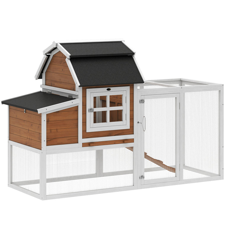 71" Wooden Chicken Coop with Run & Nesting Box