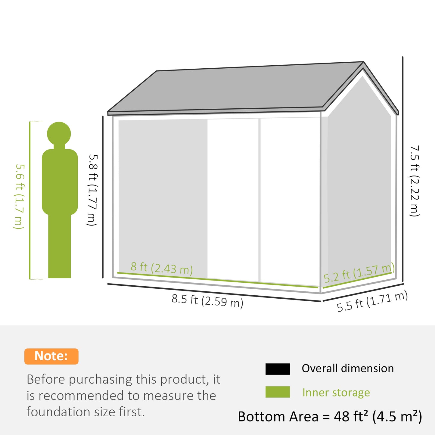 Metal Garden Storage Shed, Outdoor Tool Storage House with Lockable Door, Vents, Sloped Roof, Light Grey