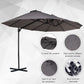 Outdoor Patio Umbrella Offset Cantilever Umbrella with Twin Canopy Sunshade Umbrella with Lift Crank Grey