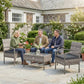 4 Pieces Patio Furniture Set with A Loveseat, Two Armchairs and A Coffee Table, Outdoor Conversation Set, Dark Grey