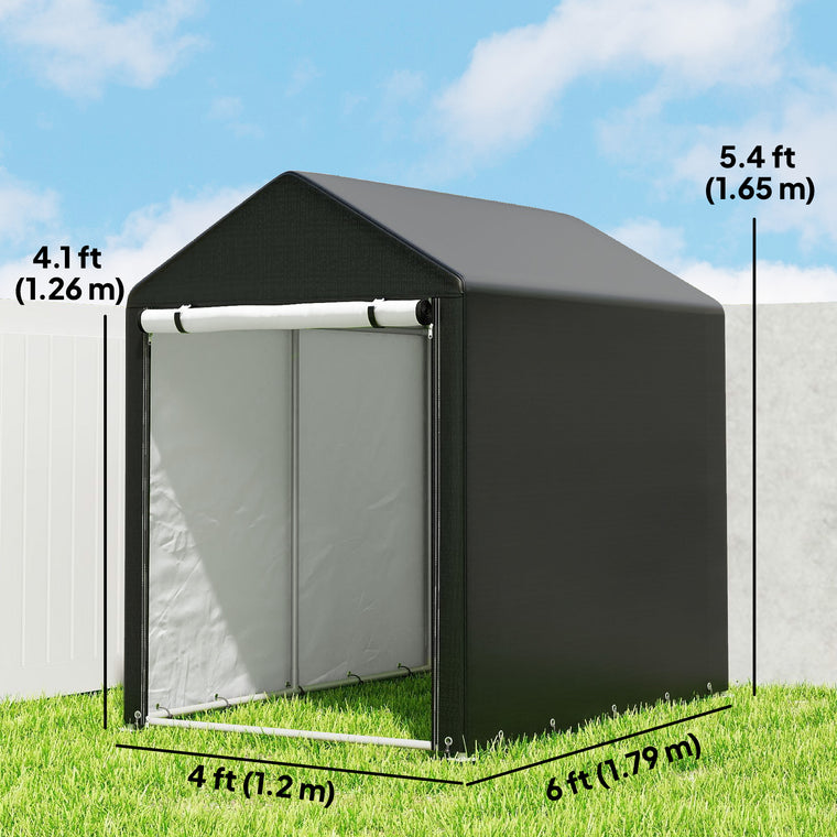 4' x 6' Portable Storage Shed Tent with Roll-Up Door