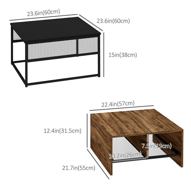 Industrial Square Nesting Tables Set of 2 - Black