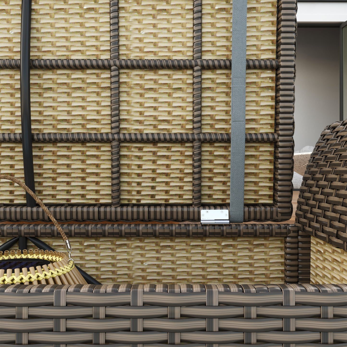 2-In-1 Outdoor PE Rattan Storage Bench, 29 Gallon Patio Wicker Furniture, Basket Box with Handles and Cushion Dark Grey