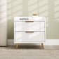 Bedside Table, Nightstand with 2 Drawers, Side End Table with Metal Legs for Bedroom, White