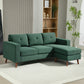 Sectional Sofa with Changeable Chaise Lounge, 3 Seat L-Shaped Sofa, Upholstered Couch for Small Space, Dark Green