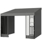 10' x 10' Wall Pergola, Outdoor Gazebo with 2 Curtains and 2 Nettings, UV Resistant, for Patio, Deck, Dark Grey