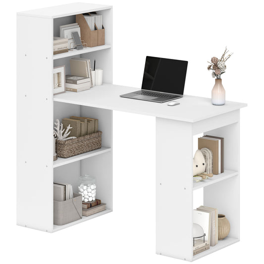 47" Computer Desk with Bookshelf - White