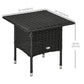 20" Patio Wicker Coffee Table, Outdoor Coffee Table with Plastic Board Underneath the Woven Tabletop for Patio, Garden, Balcony, Black