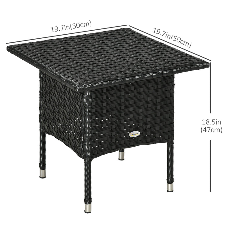 20" Wicker Coffee Table with Woven Tabletop