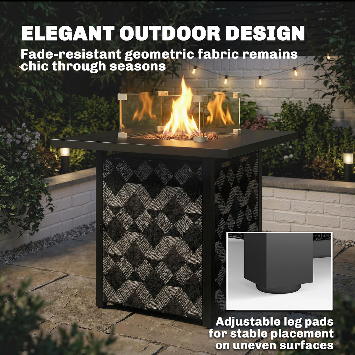 28-Inch Propane Fire Pit Table with Wind Guard