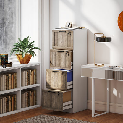 4-Drawer Farmhouse Filing Cabinet with Lock - White