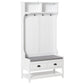 Coat Rack Shoe Bench, Hall Tree with Bench and Shoe Storage, Entryway Bench with 4 Hooks, 2 Drawers, 2 Shelves, White