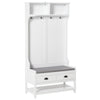 Hall Tree Shoe Bench with 4 Hooks and Drawers - White