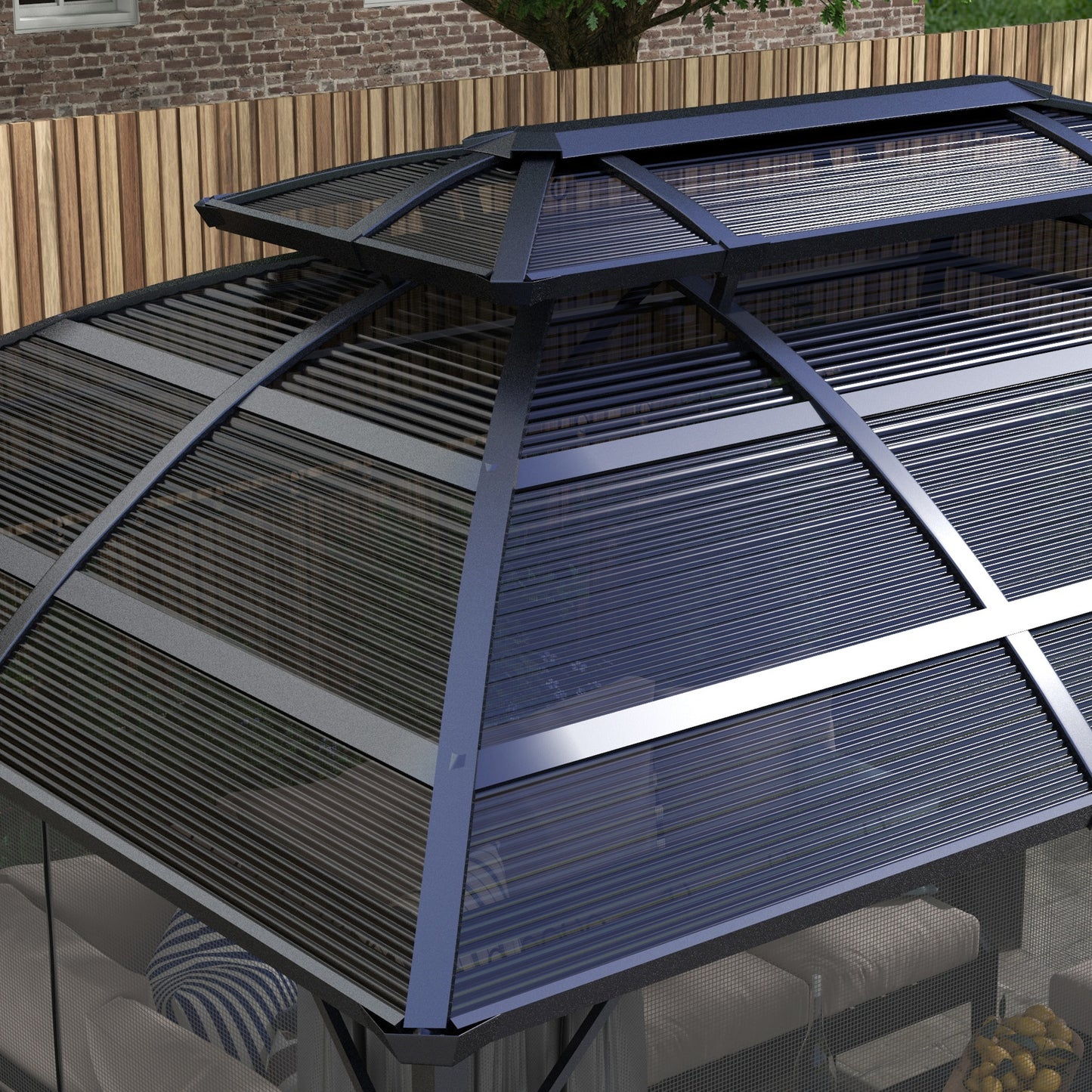 13' x 10' Patio Gazebo, Double Roof Outdoor Gazebo Canopy Shelter with Curtains and Aluminium Frame for Garden, Black