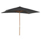 7' x 10' Wooden Patio Umbrella, Rectangle Garden Parasol, Outdoor Sunshade Canopy with Bamboo Ribs for Garden, Dark Grey