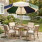 7.4 ft Patio Umbrella with Wood-Effect Frame, Colour-Blocked UPF 30+ Outdoor Market Table Umbrella Parasol, Dark Green
