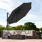 11ft Dark Grey Aluminum Cantilever Umbrella, Adjustable Angle