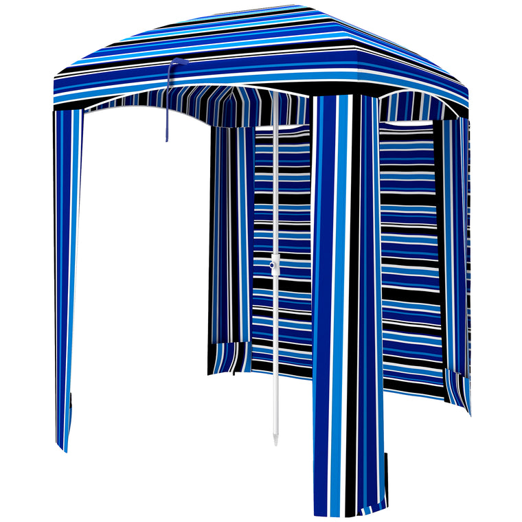 70.1" x 70.1" Blue Stripe Cabana Umbrella with Walls