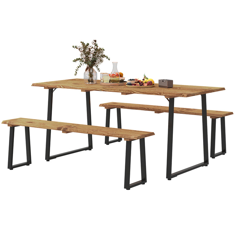 6-Person Picnic Table & Bench Set with Umbrella Hole