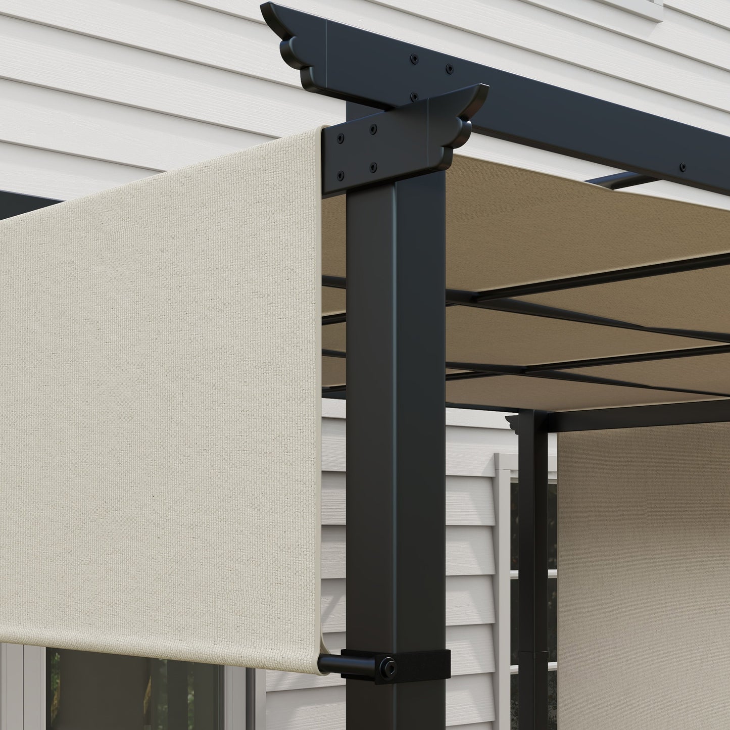 Metal Pergola, Outdoor Pergola with Retractable Canopy, for Garden, Patio, Backyard, Deck