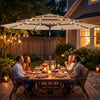 9.3' Khaki Market Umbrella with Solar LED Lights & Tilt Crank