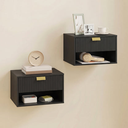 Floating Nightstand Set of 2 with Fluted Drawer