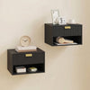 Set of 2 Wall Mounted Bedside Tables, Floating Nightstands with Fluted Drawer and Open Shelf for Bedroom, Black