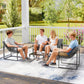 4 Piece Outdoor Furniture Set, Patio Conversation Set with Tempered Glass Table, Loveseat, Chairs, Cushions, Light Grey