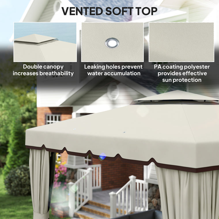 10' x 10' Cream White Soft-Top Gazebo with Curtains