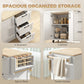 Kitchen Island with Drop Leaf, Rolling Kitchen Cart with Power Outlet, Cabinet, 3 Drawers, Spice Rack, Towel Bar, White