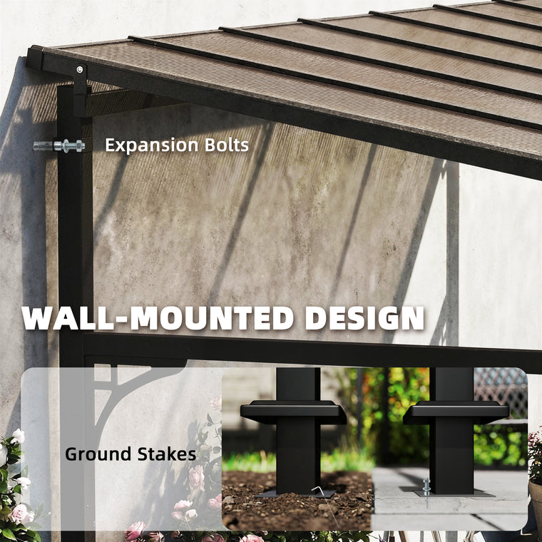 13' x 10' Hardtop Lean-To Pergola Gazebo with Aluminium Frame