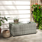 Wicker Outdoor Coffee Table, PE Wicker Rectangular Patio Table with Tempered Glass Top for Garden, Balcony, Light Grey