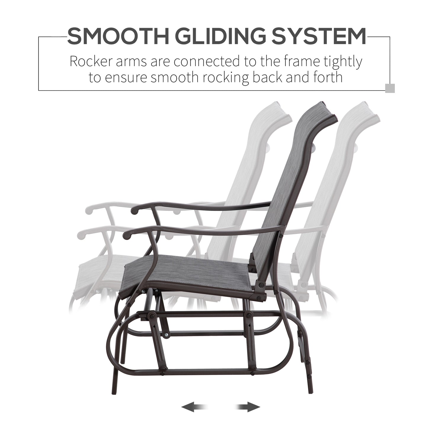 Outdoor Glider Chair, Patio Glider with Steel Frame and Mesh Fabric, Outdoor Chair for Backyard, Garden, Porch, Beige