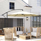 Φ10' Deluxe Cantilever Umbrella Outdoor Market Parasol Banana Hanging Offset Sunshade Crank Cross Base Beige