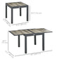 Extendable Dining Table, Rectangular Patio Outdoor Table with Aluminum Frame and Plastic Board Tabletop for Lawn, Grey
