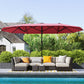 173.2" Double-Sided Sun Umbrella Garden Parasol Patio Sun Shade Outdoor with LED Solar Light, No Base Included, Wine Red