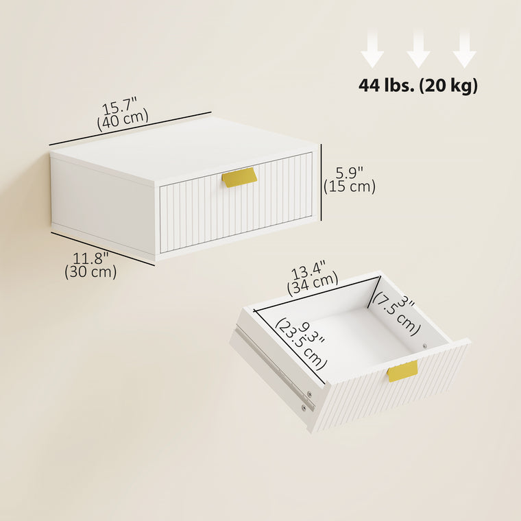 Floating Nightstand Set of 2 with Wave Drawer