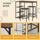 Industrial Dining Table Set for 2, Bar Table and Stools Set, Counter Height Kitchen Table with Chairs with Storage Shelf, Rustic Brown