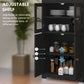 63" Small Buffet with Hutch, 4-Door Kitchen Pantry Storage Cabinet with Adjustable Shelf for Dining Room, Black