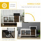 Rabbit Cage with Wheels, Ramp, Run, Tray for Indoor Outdoor, Suitable for Rabbit, Guinea Pig, Coffee
