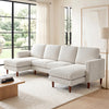 Sectional Sofa, Corduroy U Shaped Couch with Double Chaise and Spring Cushions, 2200lb Capacity, Beige