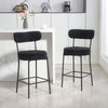 Set of 2 Barstools, Upholstered Corduroy Bar Stools with Backrest, Footrest for Kitchen Island, Dining Room, Black
