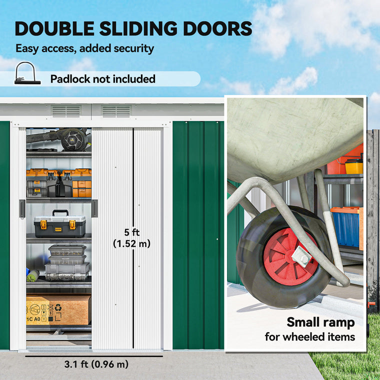 9' x 4' Metal Tool Shed with Foundation Kit and Ventilation