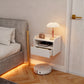 Wall Mounted Bedside Table, Set of 2 Floating Nightstand with Charging Station, Drawer and Open Shelf for Bedroom, White