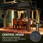 10' x 10' Outdoor Hardtop Gazebo Canopy with UV50+ Polycarbonate Roof, Steel Frame, Central Hook, Curtains, Light Grey